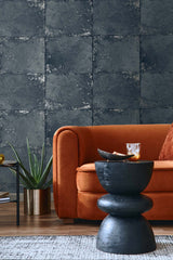 Foundation Nocturne by Even More Textures Metallic Faux Tile Wallpaper – Seabrook Designs TS81502
