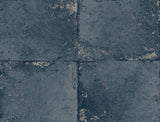 Nocturne blue metallic faux tile texture wallpaper pattern