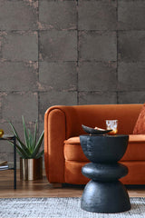 Foundation Ember by Even More Textures Metallic Faux Tile Vinyl Wallpaper – Seabrook Designs TS81510
