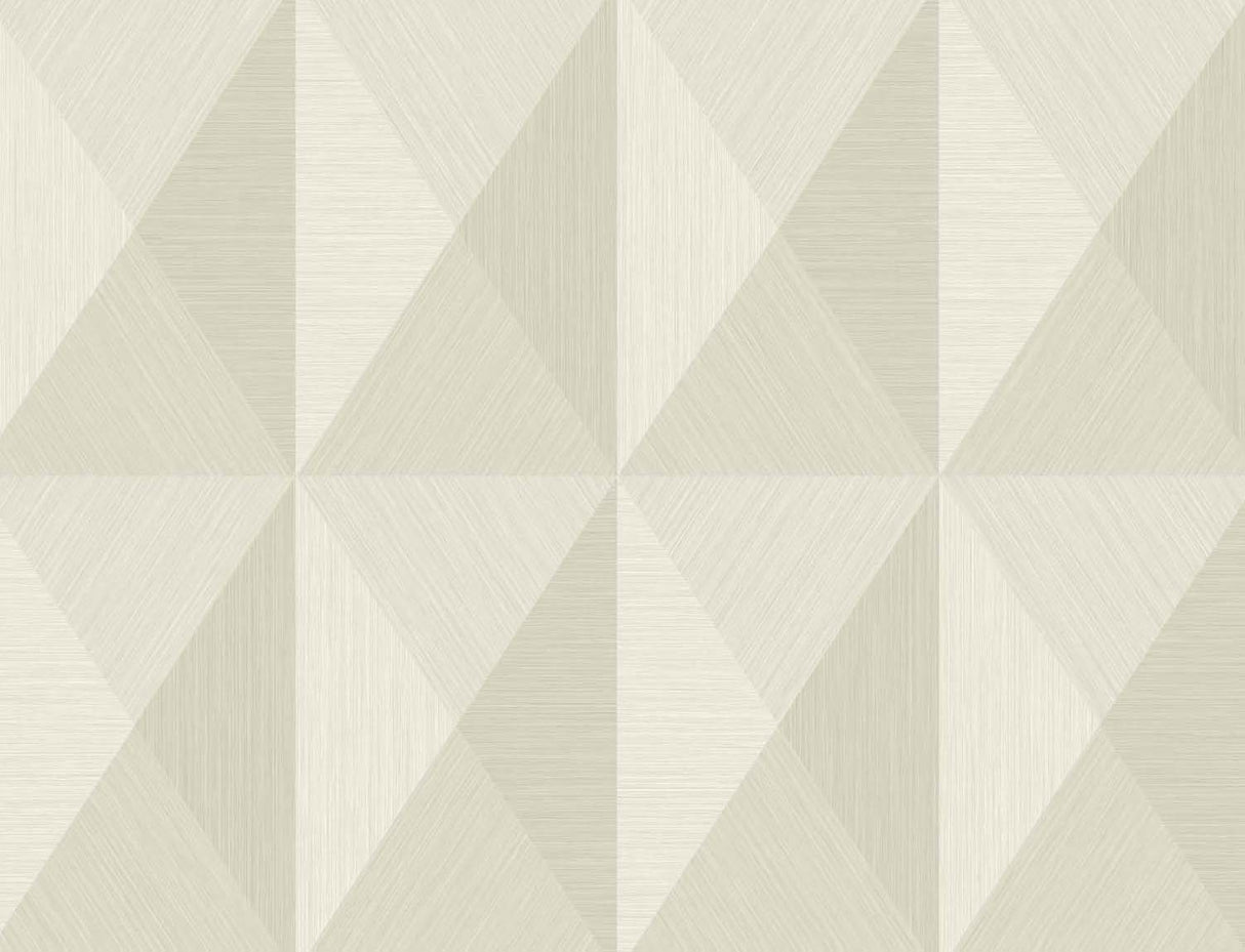 Pinnacle geometric matte beige vinyl wallpaper with faceted triangle pattern
