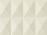 Pinnacle geometric matte beige vinyl wallpaper with faceted triangle pattern