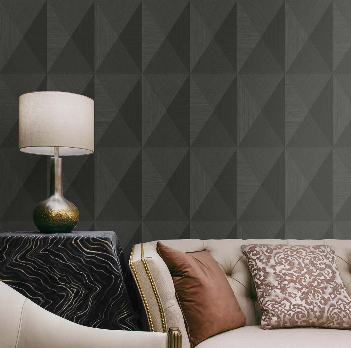 Pinnacle Ash by Even More Textures Geometric Vinyl Wallpaper – Seabrook Designs TS81606