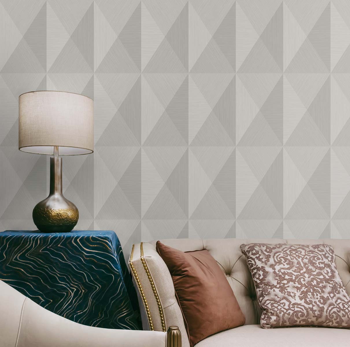 Pinnacle Mink by Even More Textures Geometric Matte Type II Vinyl Wallpaper – Seabrook Designs TS81608