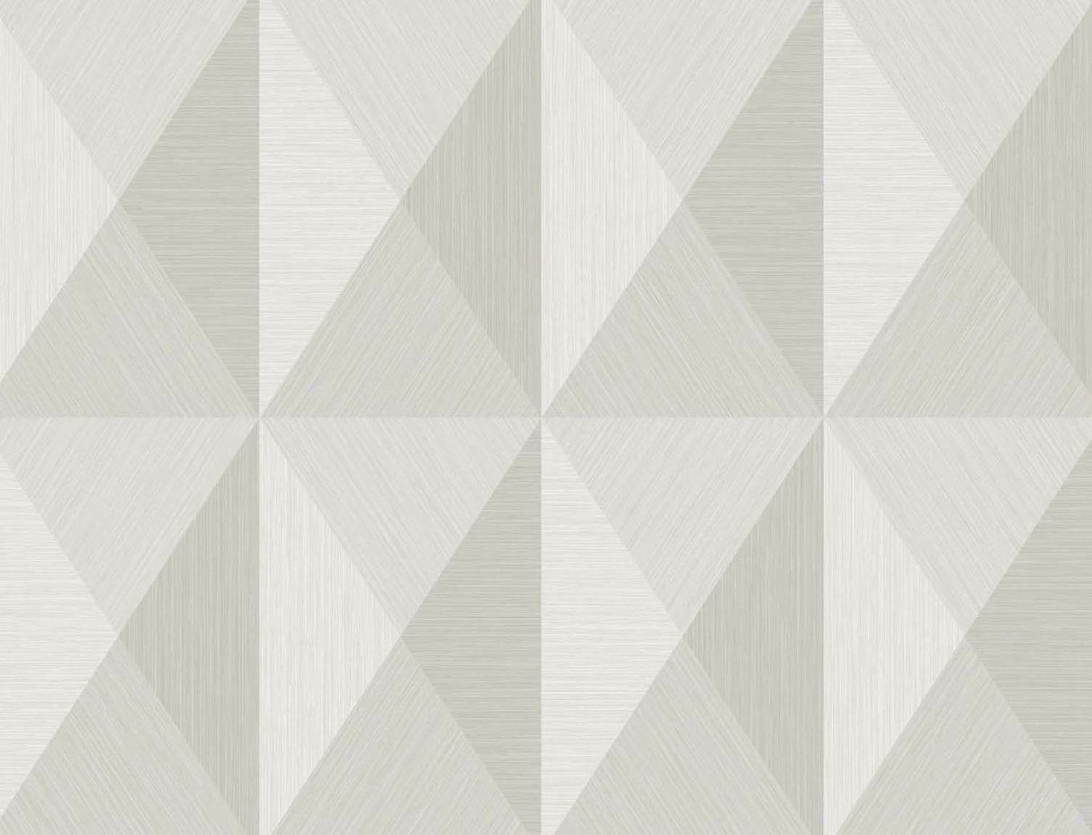 Mink grey geometric matte vinyl wallpaper with faceted diamond pattern
