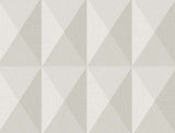 Mink grey geometric matte vinyl wallpaper with faceted diamond pattern