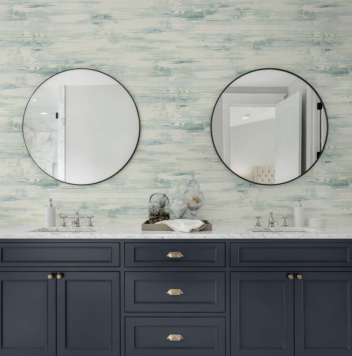 Silk Mistral Seaglass by Even More Textures Abstract Matte Type II Vinyl Wallpaper – Seabrook Designs TS81704