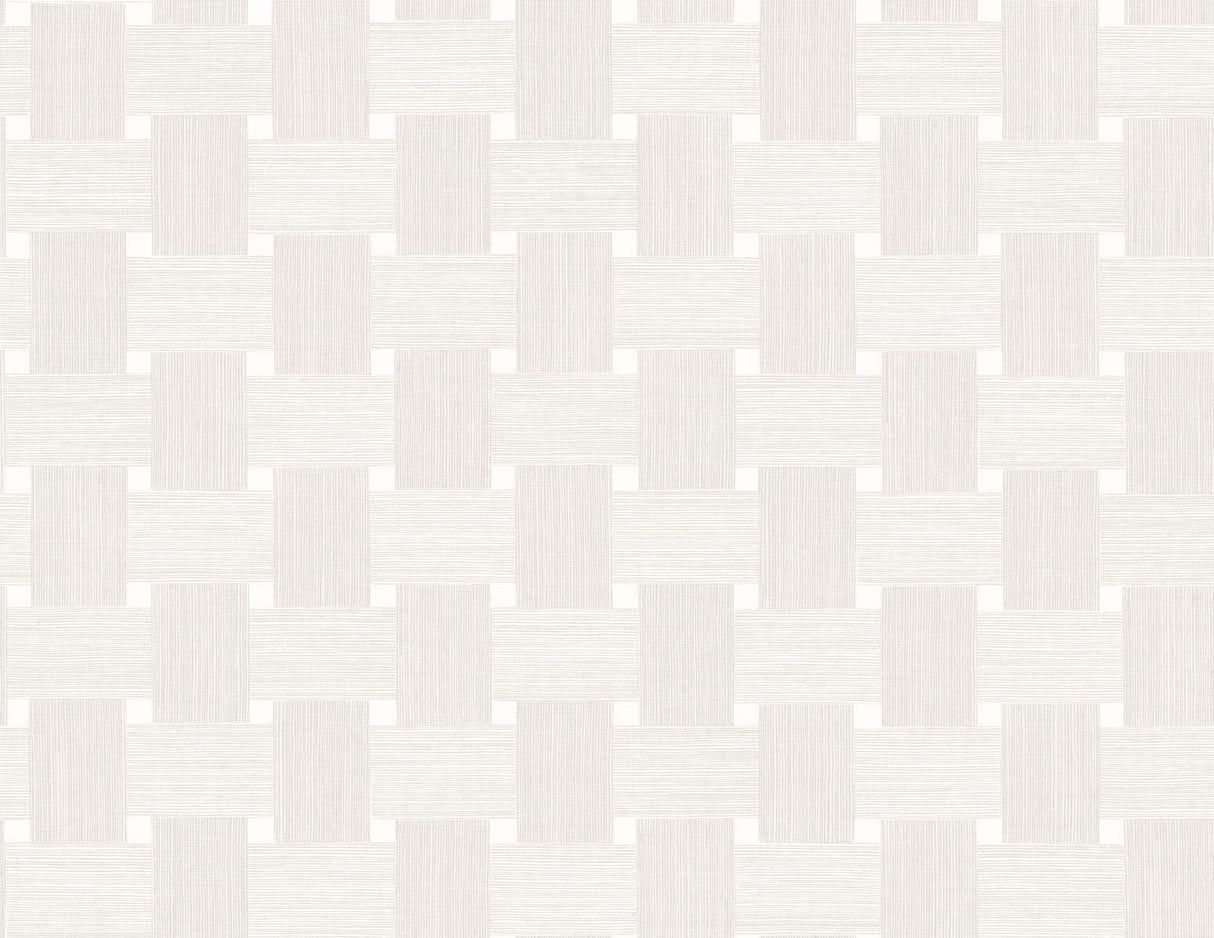 Off-white basketweave textured wallpaper pattern in a matte finish