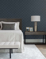 Basketweave Alpha Blue by Even More Textures Basketweave Textured Vinyl Wallpaper – Seabrook Designs TS81802
