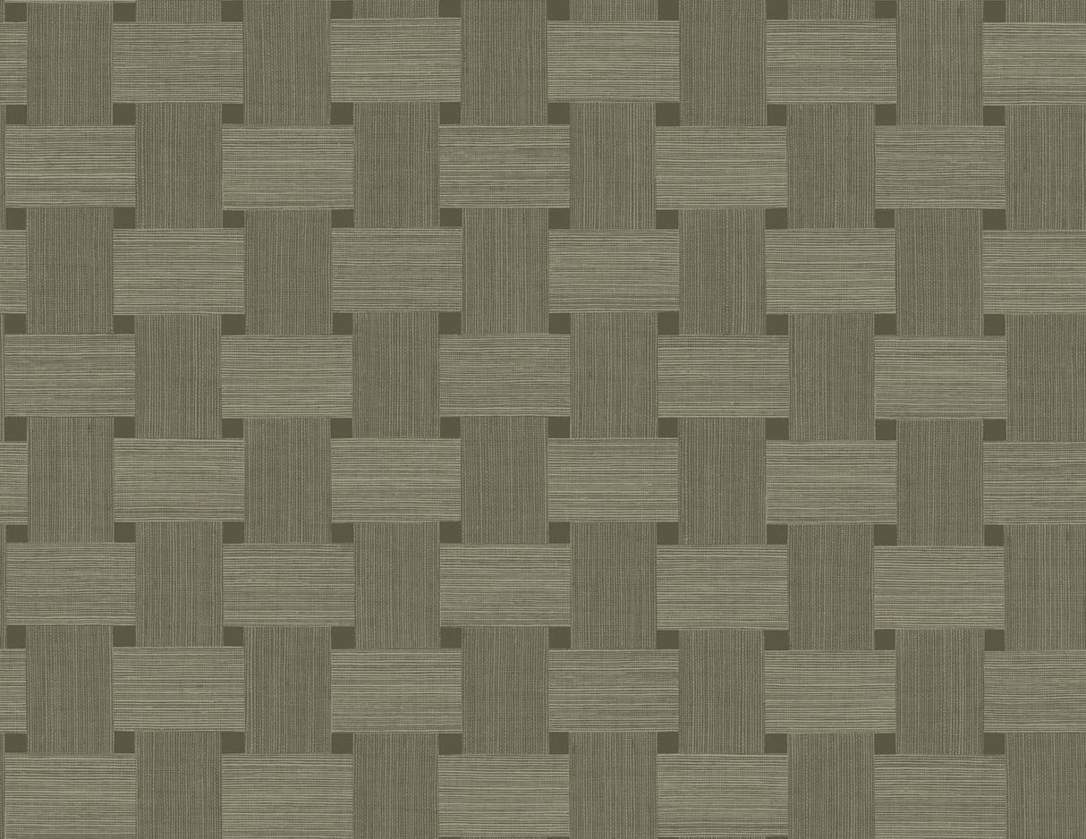 Basketweave wallpaper in Raw Umber with a matte, woven texture look