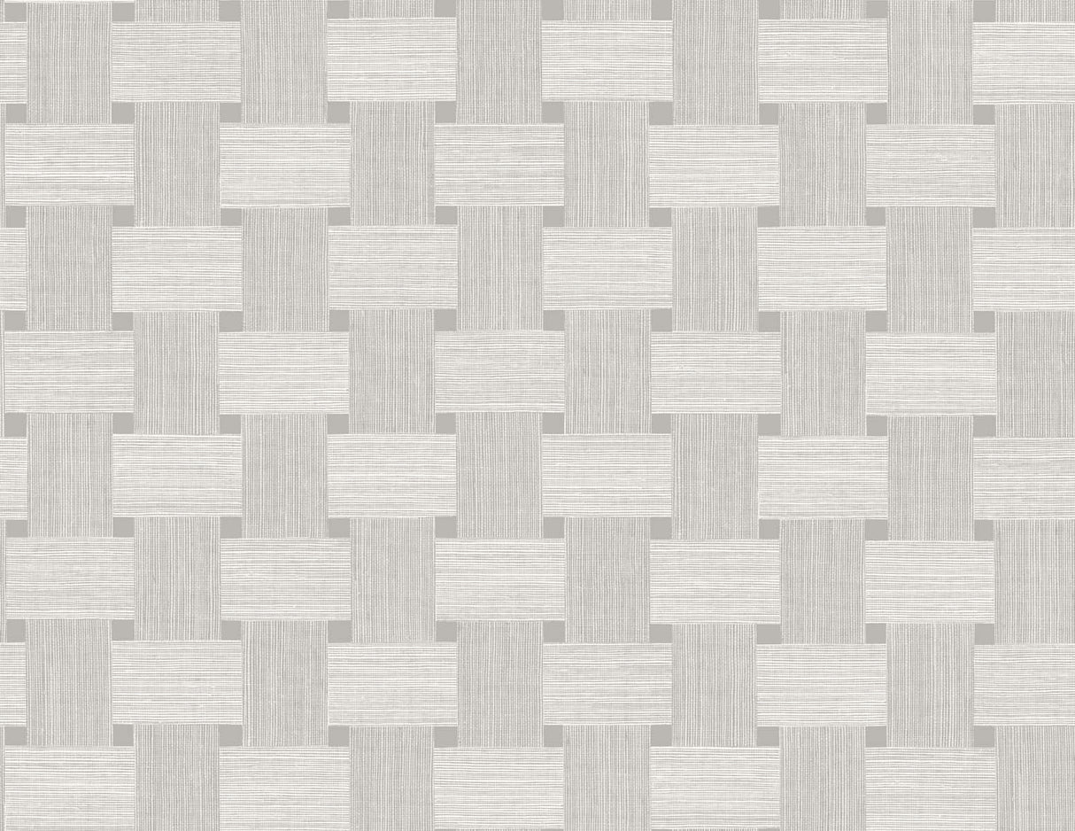 Basketweave wallpaper in Mirage grey with a woven basket pattern and matte finish