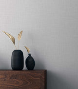 Myrna Linen Everest White by Even More Textures Linen Texture Vinyl Wallpaper – Seabrook Designs TS81900