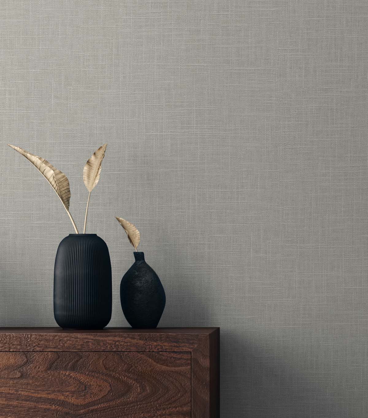 Myrna Linen Stone Grey by Even More Textures Linen-Texture Type II Vinyl Wallpaper – Seabrook Designs TS81908