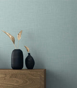 Myrna Linen Victorian Teal by Even More Textures Linen Texture Vinyl Wallpaper – Seabrook Designs TS81914