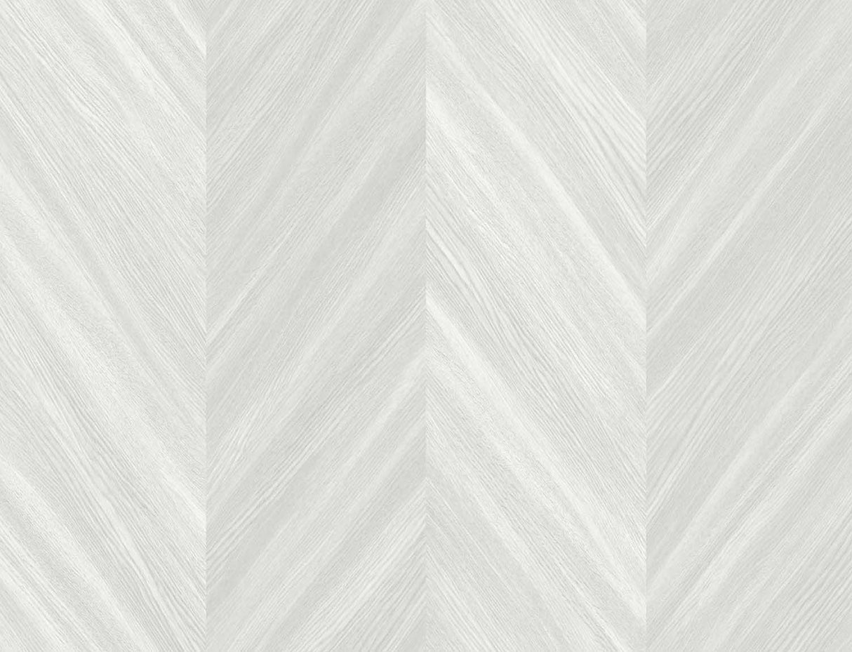 Chevron Wood wallpaper in Aura (off-white), matte chevron wood texture pattern