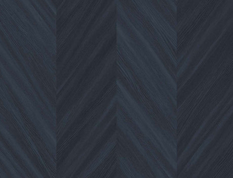 Chevron Wood wallpaper in Baikal blue with a matte, textured chevron woodgrain effect.