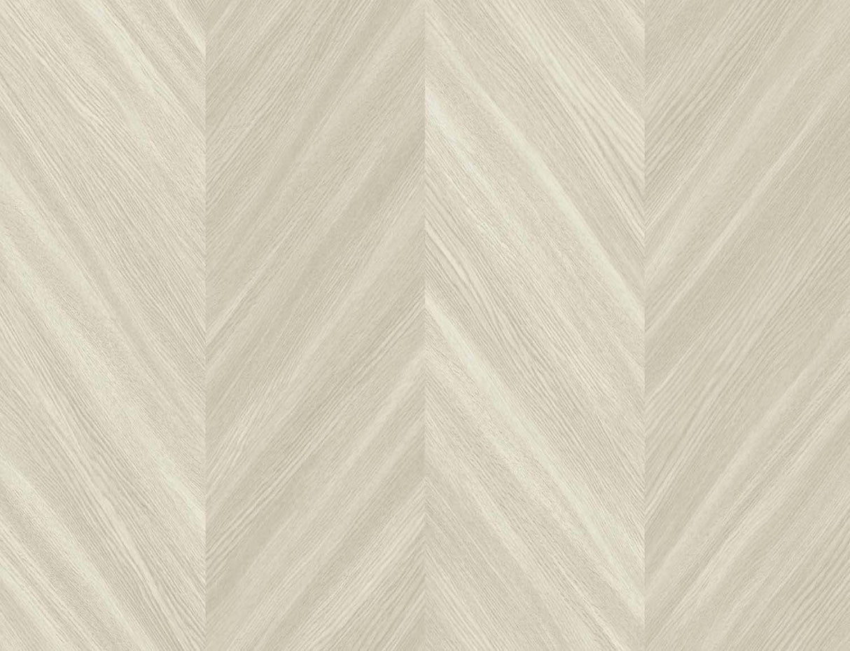 Light beige chevron woodgrain wallpaper with a matte finish