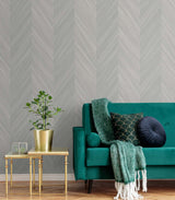 Chevron Wood Greys by Even More Textures Chevron Vinyl Wallpaper – Seabrook Designs TS82108-Sample