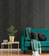 Chevron Wood Grey by Even More Textures Textured Chevron Vinyl Wallpaper – Seabrook Designs TS82110