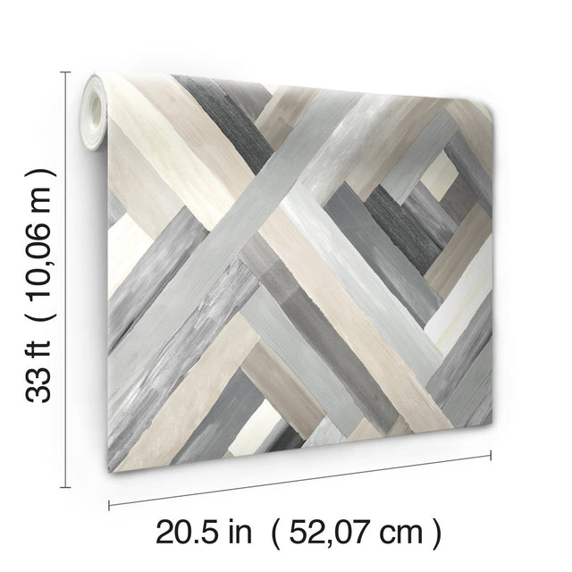 Wynwood Geometric Grey Wallpaper with Interwoven Diamond Pattern - York UC3834