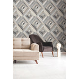 Wynwood Geometric Grey Wallpaper with Interwoven Diamond Pattern - York UC3834