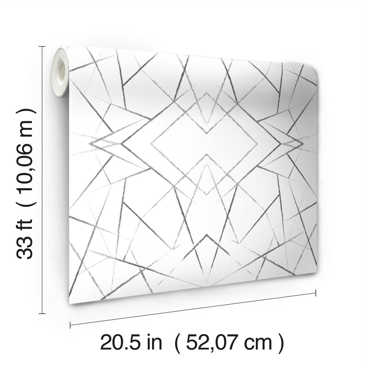 Geo Diamond Black Wallpaper with Modern Geometric Starburst Pattern - York UC3847