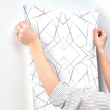 Geo Diamond Black Wallpaper with Modern Geometric Starburst Pattern - York UC3847