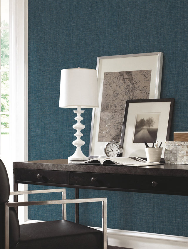 Berwick Indigo Weave Metallic Traditional Wallpaper - York UD2500N