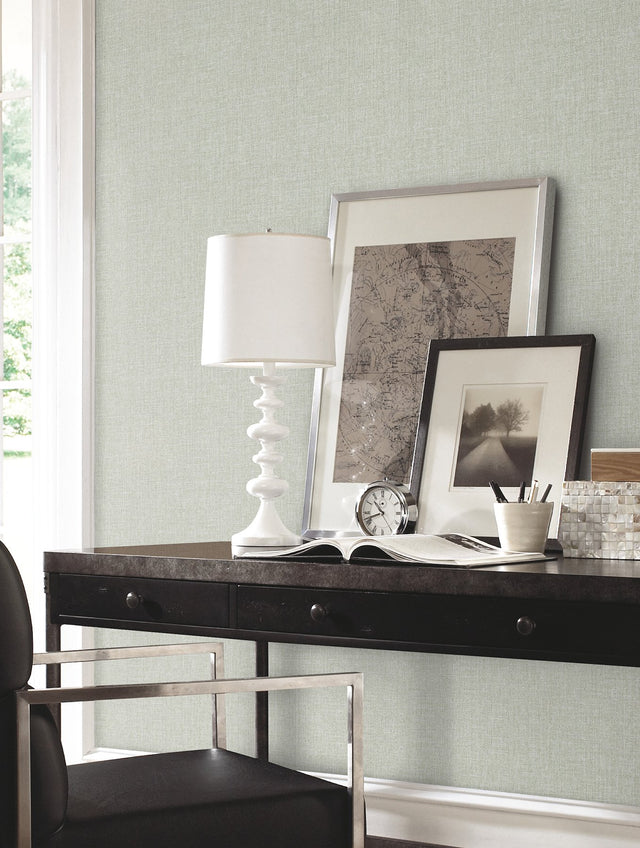 Berwick Celadon Fabric Backed Vinyl Wallpaper with Weaves Texture - York UD2503N