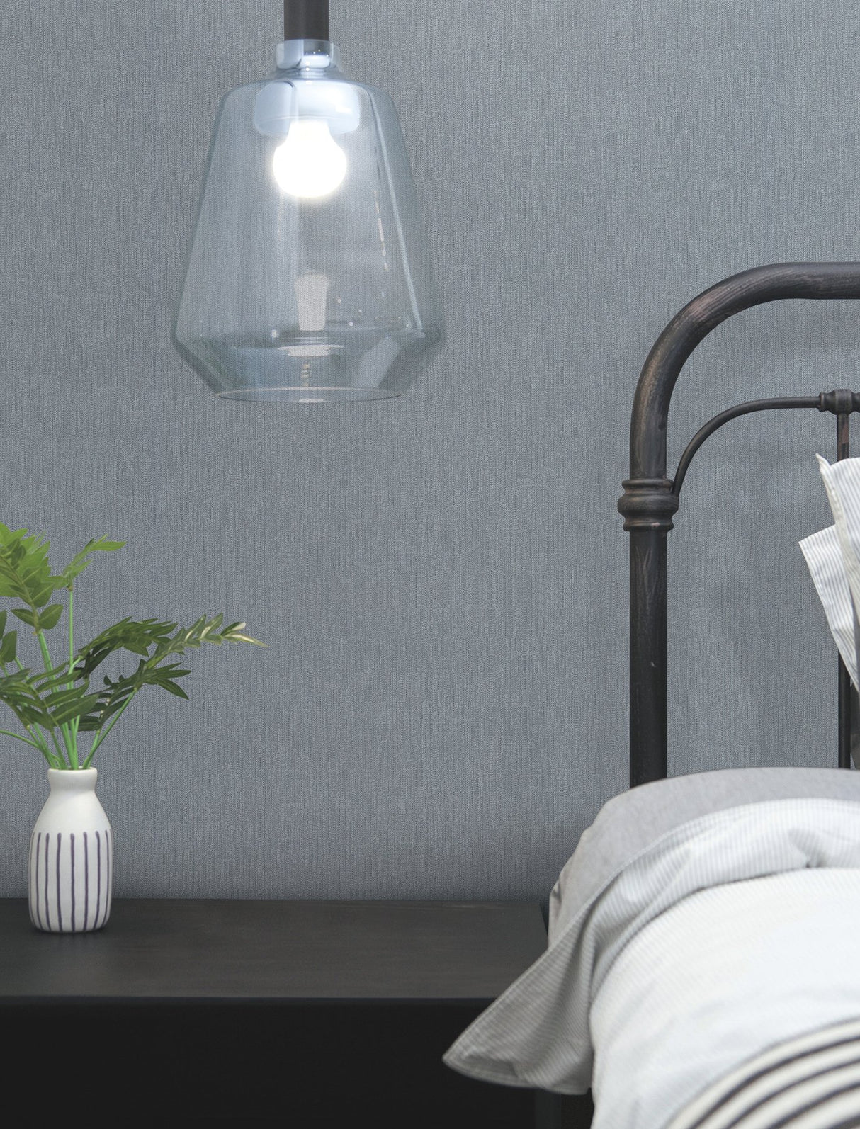 Purl One Denim Wallpaper with Pearlescent Knit Texture - York UD2511N