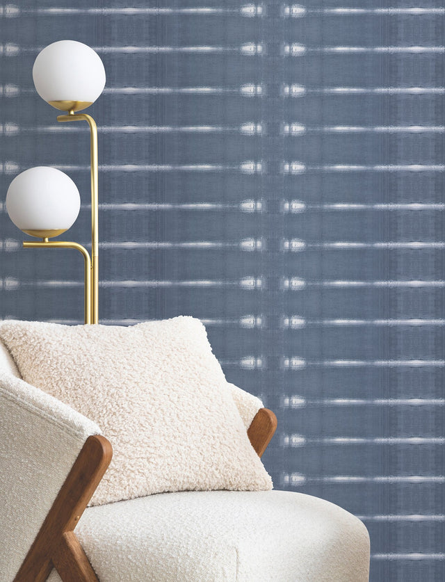 Resound Indigo Wallpaper with Modern Striped Watercolor Motif - York UD2515N