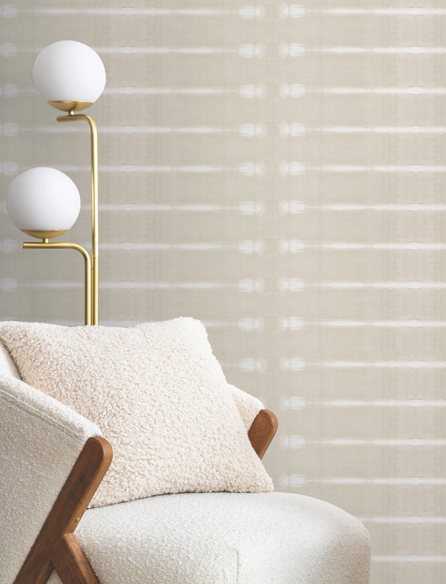 Resound Haze Beige Striped Vinyl on Non Woven Wallpaper - York UD2516N