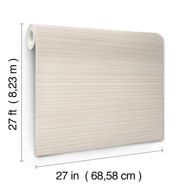 Allineate Seashell Beige Wallpaper with Horizontal Variegated Stripe Motif - York UD2523N