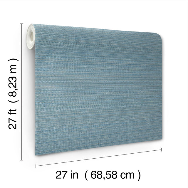 Allineate Ink Blue Wallpaper with Horizontal Variegated Stripe Texture - York UD2527N
