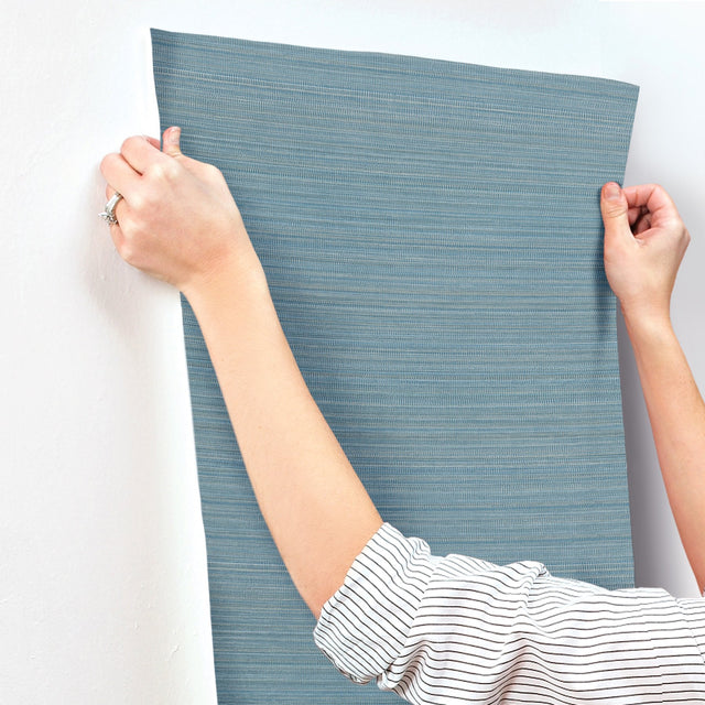 Allineate Ink Blue Wallpaper with Horizontal Variegated Stripe Texture - York UD2527N