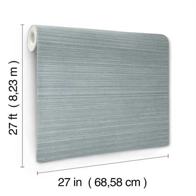 Allineate Saltwater Blue Wallpaper with Horizontal Variegated Stripe Texture - York UD2531N