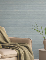 Allineate Saltwater Blue Wallpaper with Horizontal Variegated Stripe Texture - York UD2531N