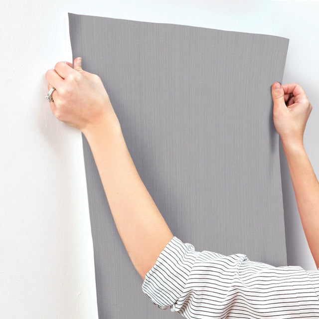 Camden Greige Striped Vinyl Non Woven Wallpaper - York UD2535N