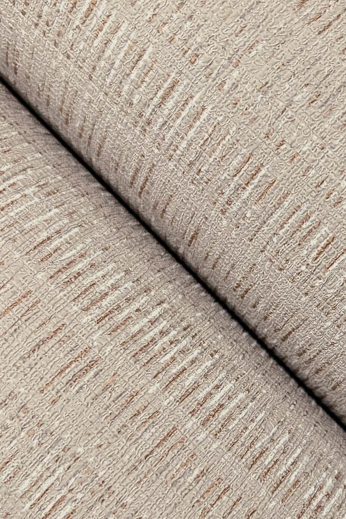 Stratford Linen Brown Wallpaper with Metallic Striped Dot-Dash Texture - York UD2541N