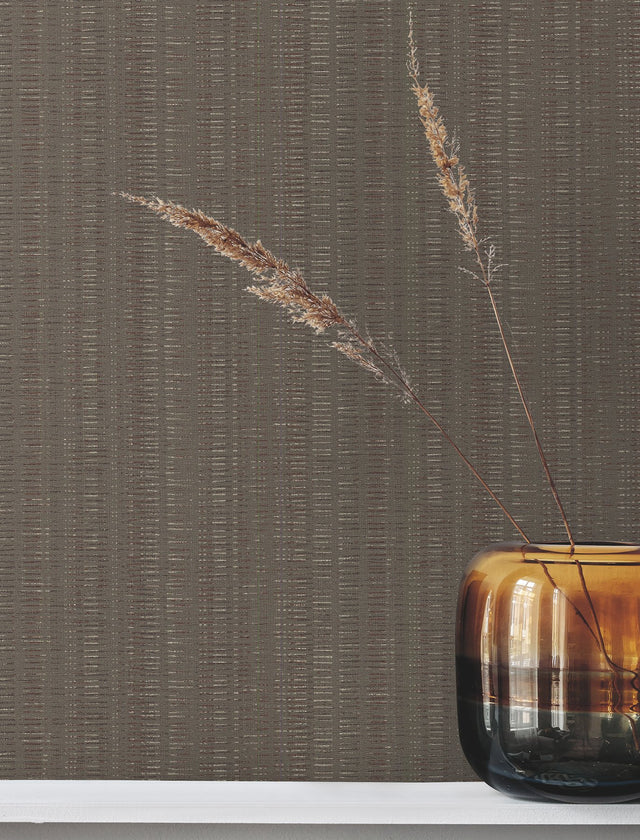 Stratford Umber Wallpaper with Metallic Striped Motif - York UD2542N