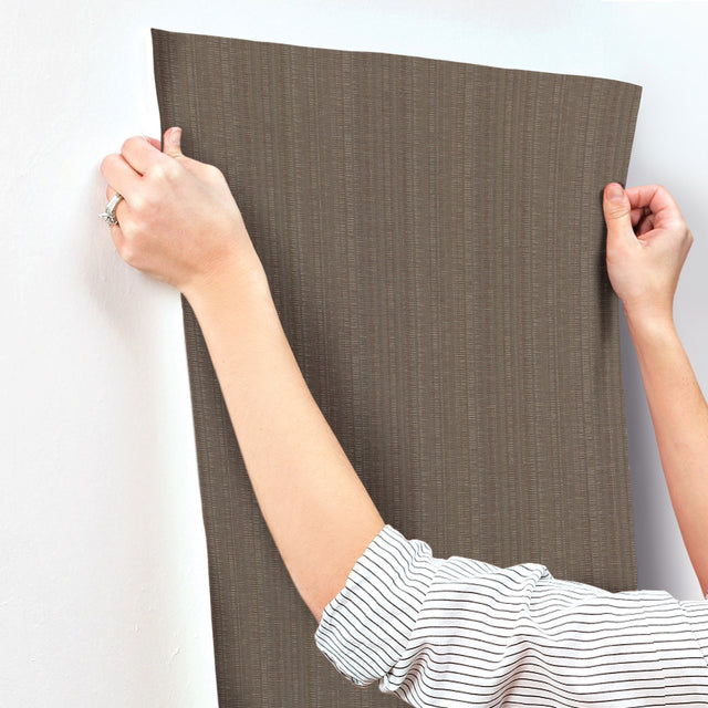 Stratford Umber Wallpaper with Metallic Striped Motif - York UD2542N