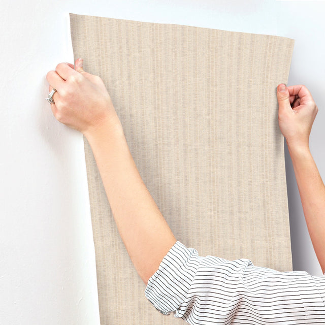 Stratford Harvest Beige Wallpaper with Metallic Striped Motif - York UD2544N
