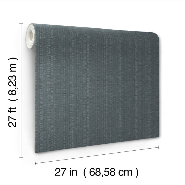 Stratford Denim Wallpaper with Metallic Striped Dot-Dash Motif - York UD2545N