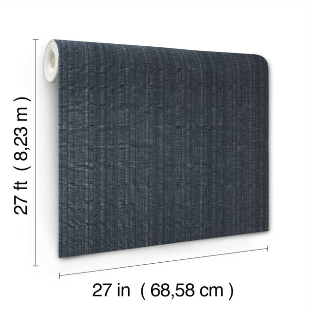 Stratford Midnight Wallpaper with Metallic Vertical Stripe Texture - York UD2546N