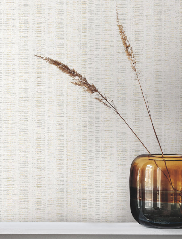 Stratford Snow Striped Metallic Wallpaper  York UD2547N