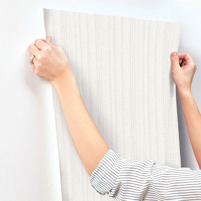 Stratford Snow Striped Metallic Wallpaper  York UD2547N