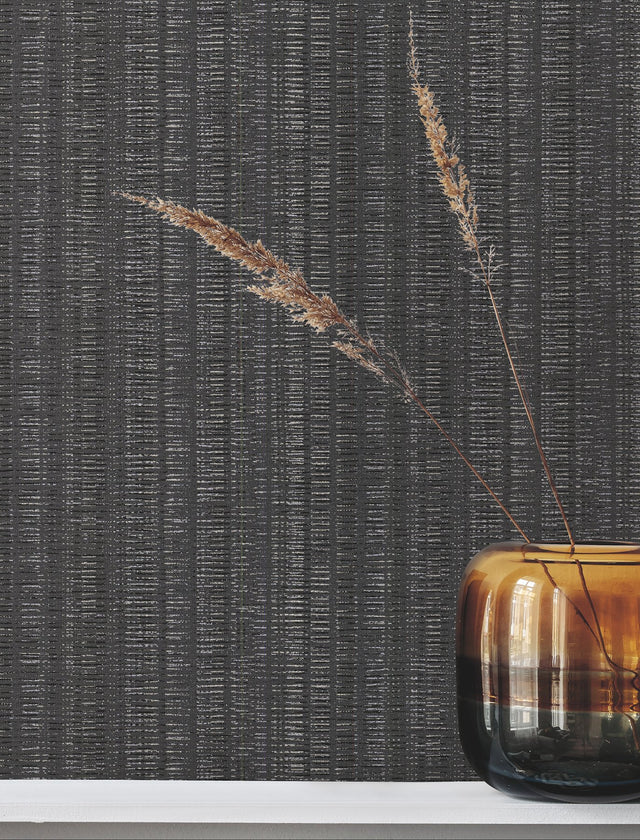 Stratford Carbon Striped Metallic Wallpaper - York UD2549N