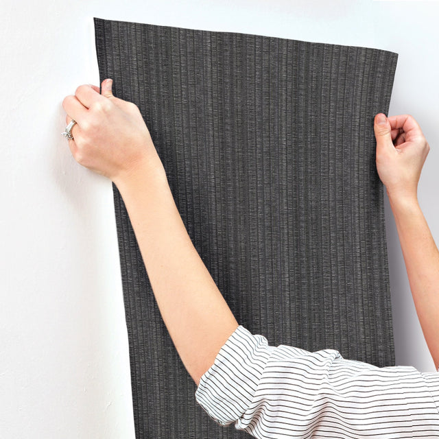 Stratford Carbon Striped Metallic Wallpaper - York UD2549N