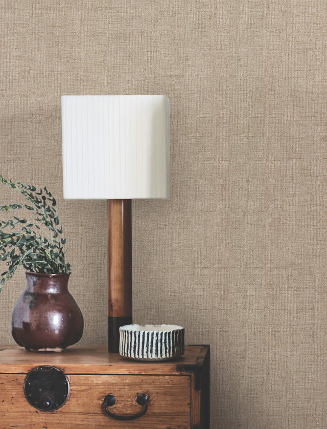 Hardy Linen Adirondack Brown Faux Linen Wallpaper - York UD2552N