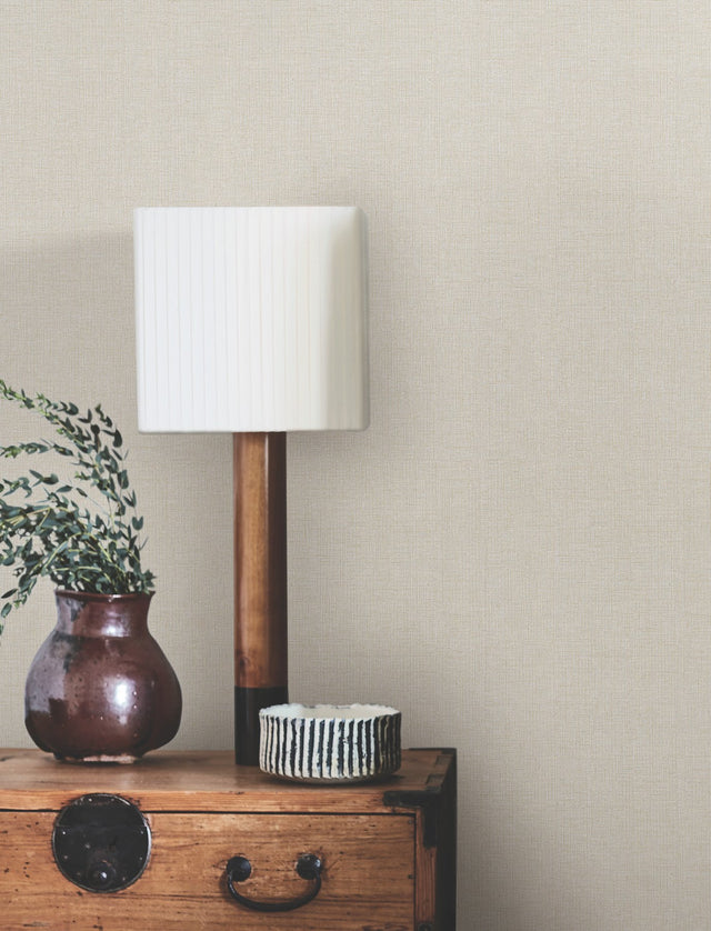 Hardy Linen Powder Sand Wallpaper with Woven Linen Texture - York UD2554N