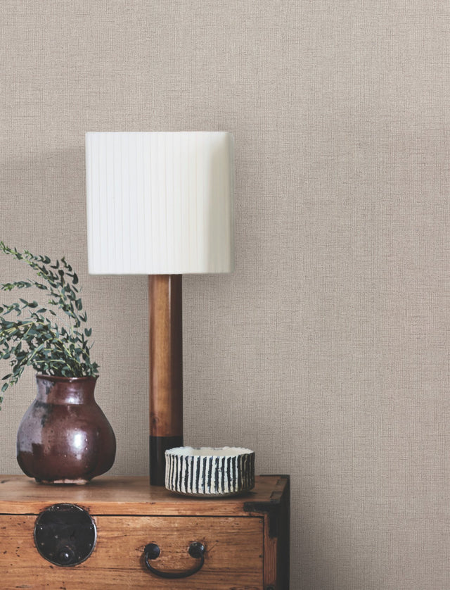 Hardy Linen Studio Clay Vinyl on Non Woven Wallpaper with Woven Linen Texture - York UD2555N
